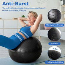 Load image into Gallery viewer, Leyndo 4 Pcs 26 Inch Yoga Exercise Ball Pilates Pregnancy Birthing Fitness Ball -(Gray Black Set)