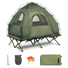Load image into Gallery viewer, S AFSTAR 2-Person Tent Cot, 5-in-1 Camping Tents with Air Mattress & Air Pillow, Sleeping Bag, Camping Cot, Sunshade & Wheeled Bag, Off The Ground Tent, Elevated Tent Cot for Camping Hiking Travel