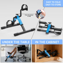 Load image into Gallery viewer, RYGEO Folding Pedal Exerciser Mini Exercise Bike Under Desk Bike - Blue