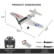 Load image into Gallery viewer, Top Race Remote Control Airplane - Ready to Fly 4 Channel RC Plane for Adults - Advanced Foam Construction - Remote Controlled War