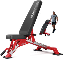Load image into Gallery viewer, YOLEO Commercial Adjustable Weight Bench - Heavy Duty Workout Bench for Home Gym, Decline/Flat/Incline Bench Press 2.4" Thick Pad(6-Step Assembly) (80% Pre-assemble)