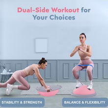 Load image into Gallery viewer, kisnbld Half Balance Ball Trainer, Inflatable 19/23 Inch Half Exercise Ball with Resistance Bands -Pink