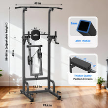 Load image into Gallery viewer, RELIFE REBUILD YOUR LIFE Power Tower Pull Up Bar Station Workout Dip Station for Home - (Black-01)