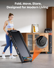 Load image into Gallery viewer, Foldable Walking Pad with 0-15% Auto Incline and Handle Bar - Black Orange