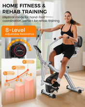 Load image into Gallery viewer, Pooboo Foldable Stationary Exercise Bike with Elliptical Mode, 8-Level Magnetic Resistance-Sliver Grey