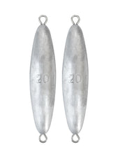 Load image into Gallery viewer, BLUEWING Torpedo Sinker Through Wire Fishing Weight Saltwater Bullet Lead Double Ringed, 20 oz, 2 Pack