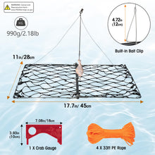 Load image into Gallery viewer, QualyQualy 4 Set Castable Crab Trap Kit, Foldable Crabbing Net with Rope & Bait Clip, Crab Snare/Pots/Traps for Blue Crabs, Dungeness, Crawfish Portable Crabbing Equipment