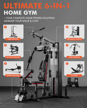 Load image into Gallery viewer, Mikolo Home Gym, Workout Station with 150LBS Weight Stack, Multifunctional Home Gym -Black Red