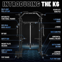Load image into Gallery viewer, Mikolo K6 Power Cage, Power Rack with Cable Crossover System, Home Gym Packages , 230b Weight Set-Black
