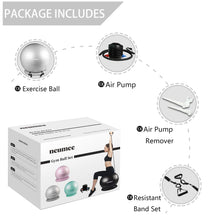 Load image into Gallery viewer, NEUMEE Yoga Ball Chair with 65cm Exercise Ball & 2 Resistance Bands (Grey)
