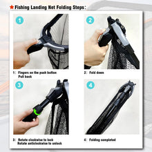Load image into Gallery viewer, Fiblink 118 inches Folding Fishing Landing Net Fish Net with Extending Telescoping Aluminum Pole Handle (59-118 inches)