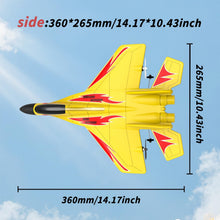 Load image into Gallery viewer, QFCST Foam Remote Control Wireless Airplanes RC Planes, Remote Control Fighter Toys, 2CH 2.4Ghz RC Fighter Jet with Light, Hobby Rc Airplanes Easy to Fly for Kids Boys Adults(Yellow)
