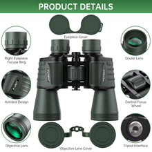 Load image into Gallery viewer, 20x50 High Powered Binoculars for Adults, Waterproof Binoculars with Low Light Vision for Bird Watching Hunting Camping Travel Cruise Hiking Sports Stargazing, Gifts for Men Dad