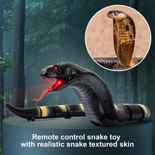 Load image into Gallery viewer, RC Snake Toy: Realistic Prank Cobra, Rechargeable, Smart Sensing, Infrared Controller for Kids/Cat (Black)
