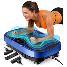 Load image into Gallery viewer, Vibration Plate Exercise Machine for Weight Loss and Lymphatic Drainage - 330lb Vibrating Platform for Home Gym Workout, Full Body Shaker Pilates Equipment with 2 Bands for Women and Men - Blue