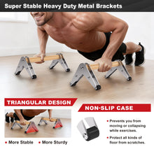 Load image into Gallery viewer, Mochantum Parallettes Bars - Wooden Push Up Bars with Non-Slip Heavy-Duty Stainless Steel Base, 660LB Capacity, Portable Calisthenics Equipment for Calisthenics, Handstand ,Strength Training & Home Gym Workouts, White, 12.7 inch