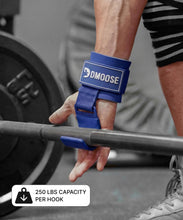 Load image into Gallery viewer, DMoose Fitness Weight Lifting Hooks (Pair) for Deadlifts (All Blue)