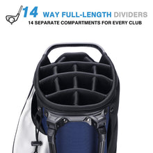 Load image into Gallery viewer, ANNCORD Golf Stand Bag 14 Way Top Dividers Full-Length with Stand, 7 Pockets, Lightweight Golf Bag for Men, Dual Strap, Rain Hood, Portable Golf Club Bag for Men Women, Blue/Black