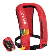 Load image into Gallery viewer, Owntop Automatic/Manual Inflatable Vest, Manual Convertible Option, Low Profile, Zipper Closure, Inflatable Fishing Jacket for Kayaking, Boating and Fishing, 24g CO2 Cylinder Included