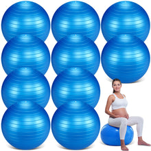 Load image into Gallery viewer, Hungdao 10 Pack 22 Inch Heavy Duty Exercise Balls Inflatable Pregnancy Yoga Pilates-(Blue)