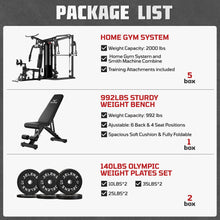 Load image into Gallery viewer, JELENS Home Gym System, 150LB Weight Stack Smith Machine - (Black, 140LBS Black Weights Package)