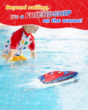 Load image into Gallery viewer, Spider Hero RC Boat, 2.4GHz Remote Control Boat with LED Lights for Kids, Pool Toy with 2 Rechargeable Batteries