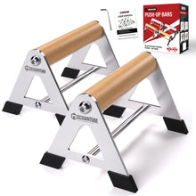 Load image into Gallery viewer, Mochantum Parallettes Bars - Wooden Push Up Bars with Non-Slip Aluminum Base, 660LB Capacity, Portable Calisthenics Equipment for Calisthenics, Handstand ,Strength Training & Home Gym Workouts, White, 6.5inch
