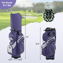 Load image into Gallery viewer, Tangkula Golf Cart Bag with 14-Way Full Length Dividers, 6 Molded Lock Top Golf Club Bag with 11 Pockets, Cooler Bag, Padded Strap, Handles, Umbrella Holder & Rain Hood (Purple)