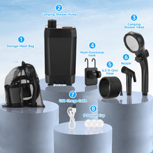 Load image into Gallery viewer, vignuto Portable Shower for Camping, Rechargeable Camping Shower kit with LED Display of Battery Level and Temperature, Lasting-150 Mins, Suitable for Outdoor Shower, Pet Bath, Car Washing