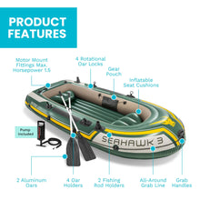 Load image into Gallery viewer, INTEX Seahawk 4-Person Inflatable Fishing Boat Set with Oars and Pump