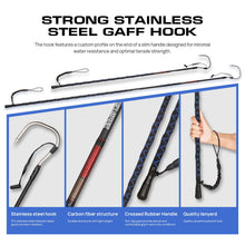 Load image into Gallery viewer, FISHAPPY Fishing Gaff Saltwater Fish Gaff with S316 Stainless Steel Fishing Hook Carbon Fiber Fishing Gaff (Black Blue 4'8'' Gaff - 4'' Hook)