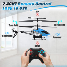 Load image into Gallery viewer, RC Helicopters - Remote Control Helicopter Toys: One Key Take-Off/Landing, Automatic Altitude Hold, LED Light & 3.5 Channel, Blue