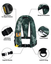 Load image into Gallery viewer, Owntop Automatic/Manual Inflatable Vest, Manual Convertible Option, Low Profile, Zipper Closure, Inflatable Fishing Jacket for Kayaking, Boating and Fishing, 24g CO2 Cylinder Included