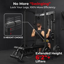 Load image into Gallery viewer, Mikolo F4 2.0 Power Cage with Dual-Track Smooth Pulley System, 1200LBS Power Rack with Leg Hold-Down for Heavy LAT Pulldowns, All-in-One Squat Rack with More Training Attachments for Home Gym (Black)