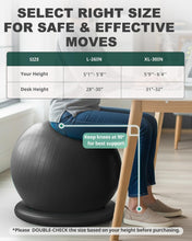 Load image into Gallery viewer, Trideer Exercise Ball for Office Desk, Yoga Ball Chair to Relieve Back Pain, Stability & Fitness Ball-black