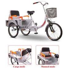 Load image into Gallery viewer, Adult Tricycle - Foldable 3 Wheel Bikes with Large Size Basket and Back Seat, 20 Inch Three-Wheeles Cruise, Purple