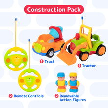 Load image into Gallery viewer, 2pk Remote Control Cars for 3-5 Year Old Boys - Truck & Tractor Toddler Toys