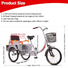 Load image into Gallery viewer, Adult Tricycle - Foldable 3 Wheel Bikes with Large Size Basket and Back Seat, 20 Inch Three-Wheeles Cruise, Purple