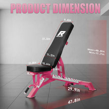 Load image into Gallery viewer, RitFit Adjustable/Foldable Utility Weight Bench for Home Gym, Weightlifting and Strength Training - Bonus Workout Poster with 35 Total Body Exercises, PINK
