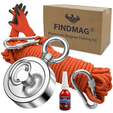 Load image into Gallery viewer, FINDMAG 750 LBS Magnet Fishing Kit, 2.36 Inch Double Sided Strong Magnet