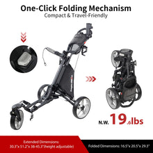Load image into Gallery viewer, Caddytek CaddyLite One Swivel V8 Golf Push Cart - 3 Wheel Lightweight Folding Trolley with 360° Swivel Front Wheel, Cooler Basket, Umbrella and Drink Holder, Adjustable Handle
