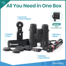 Load image into Gallery viewer, 12x42 Binoculars for Adults High Powered with Phone Adapter & Tripod
