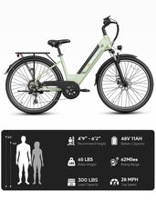 Load image into Gallery viewer, Electric Bike for Adults, 1200W Peak Motor Max 62miles & 28MPH City Cruiser Ebike,26'' Commuter Ebike