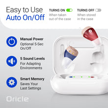 Load image into Gallery viewer, Oricle Standard 2.0 Hearing Aids for Seniors - Oricle Hearing Aids for Adults with Advanced Noise Cancellation - Easy Volume Control with Portable Charging Case