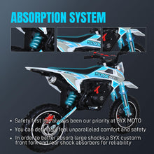Load image into Gallery viewer, 58CC 4-Stroke Kids Mini Dirt Bike, 8-14 Gas Powered Off-Road Motorcycle, Pocket Pit Trail Bikes W/EPA Approved (BlueWhite)
