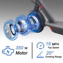 Load image into Gallery viewer, Electric Scooter, Powerful 350W Adult Electric Scooter, Up to 19Mph and 8.5" Solid Tires, with Dual Braking System