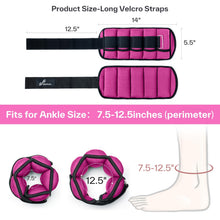 Load image into Gallery viewer, Sportneer Adjustable Ankle Weights Set - 1 Pair (2-10 lbs) Removable Sandbags -Pink