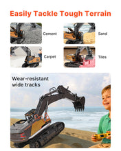 Load image into Gallery viewer, Remote Control Excavator Toy, 1:14 Scale Remote Control Digger with Metal Shovel, 22 Channel RC Excavator with Lights & Sounds
