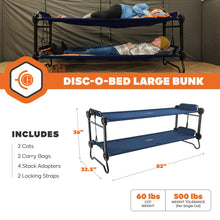 Load image into Gallery viewer, Disc-O-Bed Large Convertible 2 Person Bench & Double Camping Cot, Navy