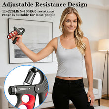 Load image into Gallery viewer, Hautrely 2PCS Hand Gripper Strengthener, 11-220LB Adjustable Resistance Grip Strength Trainer with Counter, Forearm Exerciser for Injury Recovery and Muscle Building (Red)